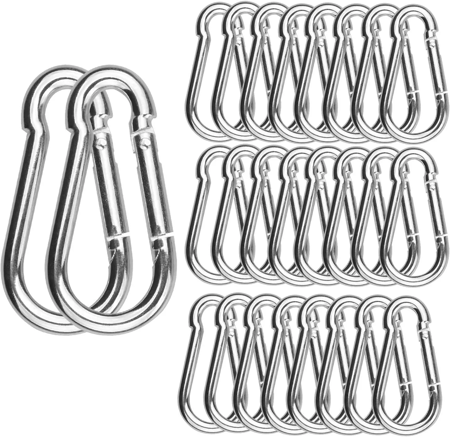 30 Pack 2 Inch Small Carabiner Clip Heavy Duty Spring Snap Hook M5 Stainless Steel Bulk Mini Locking Carabiner Clips for Key Hiking Camping Fishing Outdoor and Gym