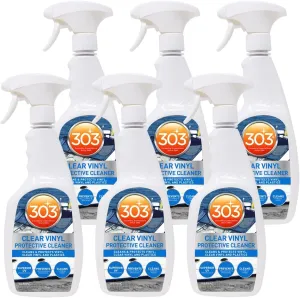 303 Products Marine Clear Vinyl Protective Cleaner - Cleans and Protects Vinyl, Clear Vinyl, and Plastics, Provides Superior UV Protection, Prevents Yellowing and Cracking, 32oz (30215-6PK)