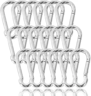 32PCS 3" Heavy Duty Spring Snap Hook, M8 Galvanized Steel Carabiner Clip – 520LBS Capacity Quick Link Carabiners for Hammock, Swing, Gym, Outdoor Use, and Keychain Attachments