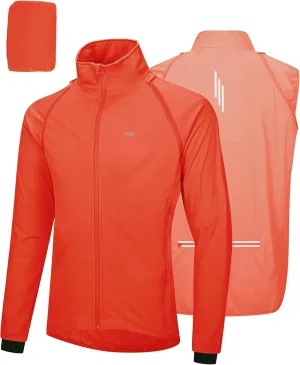 33,000ft Men's Cycling Jacket Long Sleeve, Waterproof Running Bike Vest Outerwear Reflective Windproof Sleeveless Jacket