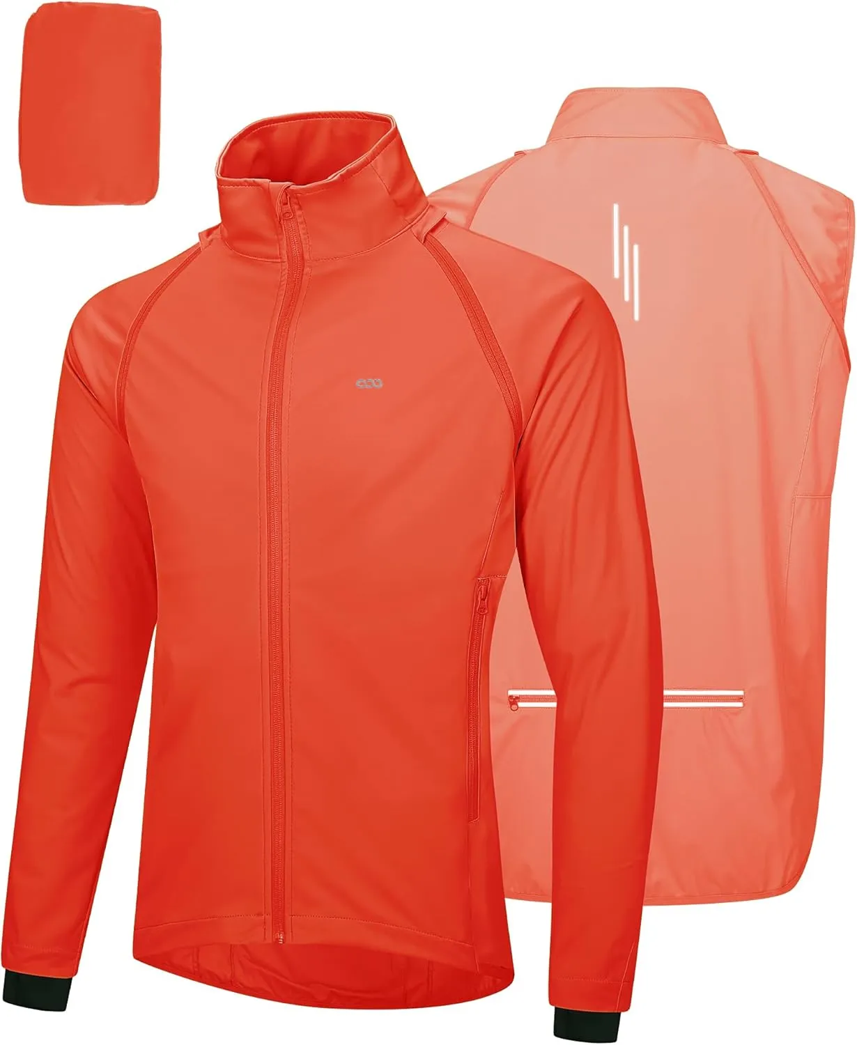 33,000ft Men's Cycling Jacket Long Sleeve, Waterproof Running Bike Vest Outerwear Reflective Windproof Sleeveless Jacket