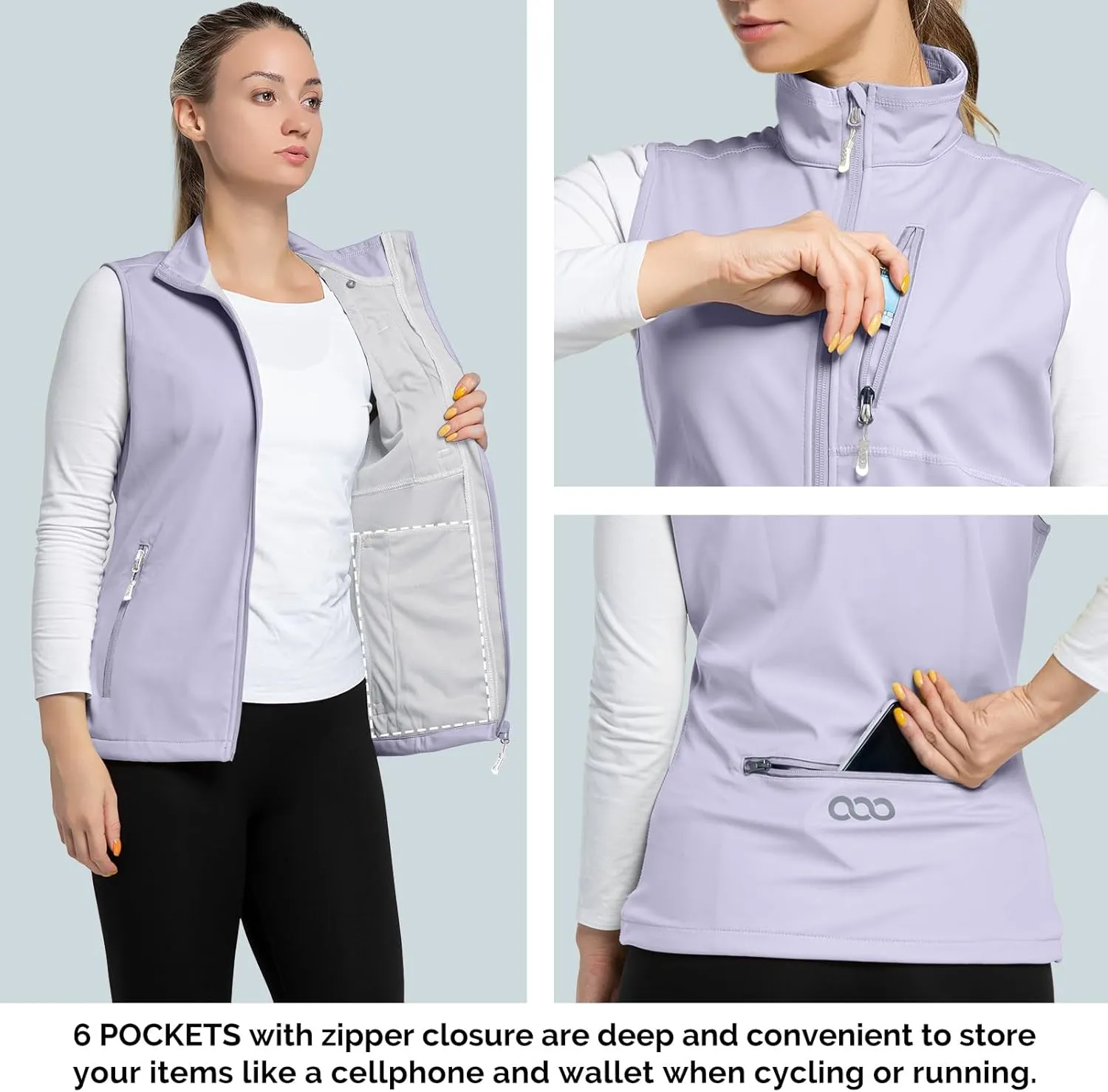 33,000ft Women's Lightweight Running Vest Outerwear with Pockets, Windproof Sleeveless Jacket for Golf Hiking Travel