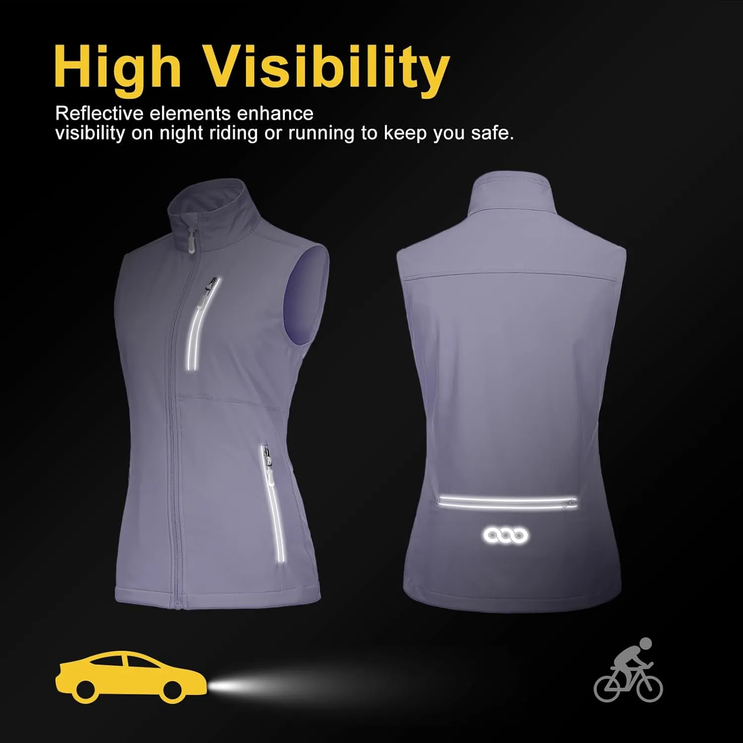 33,000ft Women's Lightweight Running Vest Outerwear with Pockets, Windproof Sleeveless Jacket for Golf Hiking Travel