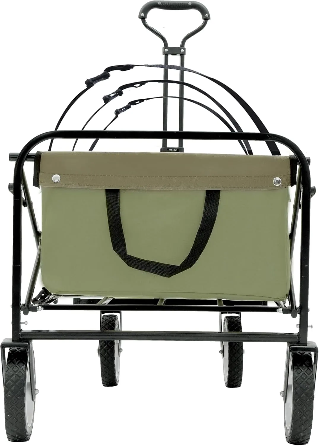 360lbs Collapsible Utility Wagon: Heavy-Duty Steel Frame & 360° Wheels - Includes 3-Pcs Waterproof Liner Set & Strapping System - Ideal for Camping Shopping Gardening & Beach Outings