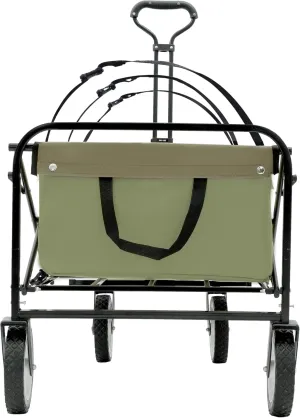360lbs Collapsible Utility Wagon: Heavy-Duty Steel Frame & 360° Wheels - Includes 3-Pcs Waterproof Liner Set & Strapping System - Ideal for Camping Shopping Gardening & Beach Outings