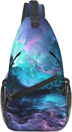 3d Psychedelic Nebula Space Men'S Chest Bag Sling Backpack Crossbody Shoulder Bag Travel Hiking Daypack