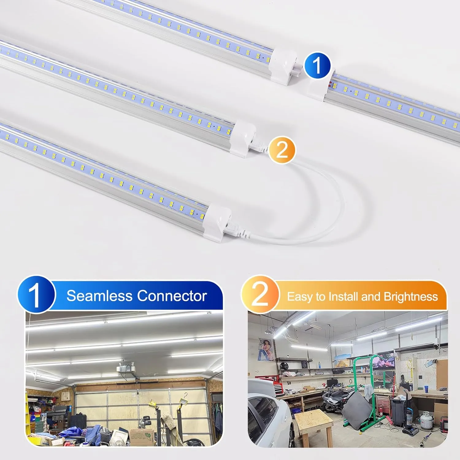 3FT Led Shop Light,3FT Lights 36W 6500K 5000LM Daylight,Led Shop Lights 110V Linkable Clear Cover Integrated V-Shape for Shop Garage Warehouse Workshop Commercial Bay Lighting(4-Pack)