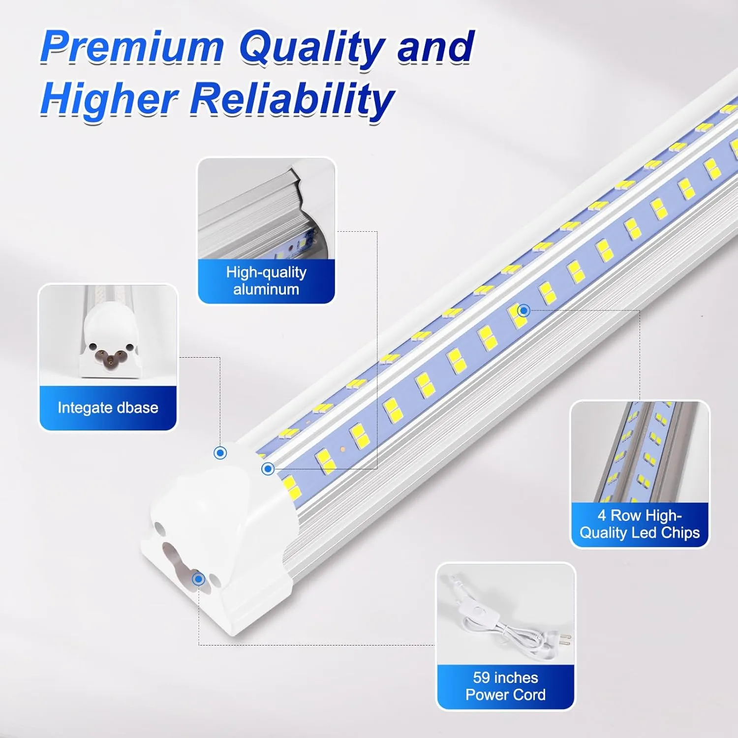 3FT Led Shop Light,3FT Lights 36W 6500K 5000LM Daylight,Led Shop Lights 110V Linkable Clear Cover Integrated V-Shape for Shop Garage Warehouse Workshop Commercial Bay Lighting(4-Pack)