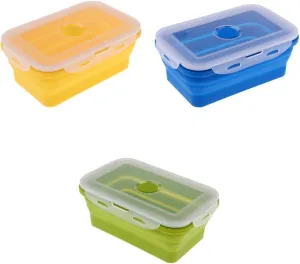 3X Collapsible Camping Silicone Bowls Set | Weight Portable Outdoor Travel Lunch Box for Hiking | Food Storage Container Set for Picnic