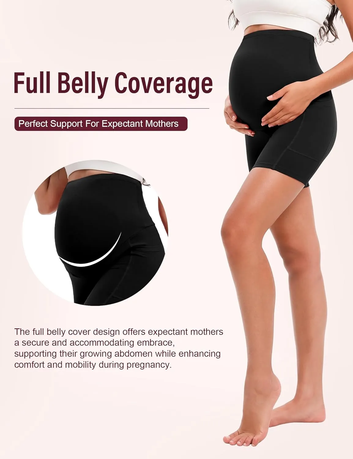 4 Pack Women's Maternity Shorts with Pockets Over The Belly Yoga Biker Pregnancy Workout Running Active Shorts