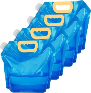 4 PCS Collapsible Water Container Bag 10L/2.6 Gallon, No-Leak Freezable Foldable Water Bottle, BPA Free Food Grade Plastic Storage Jug for Camping Hiking Travel Backpack Emergency Survival Kit