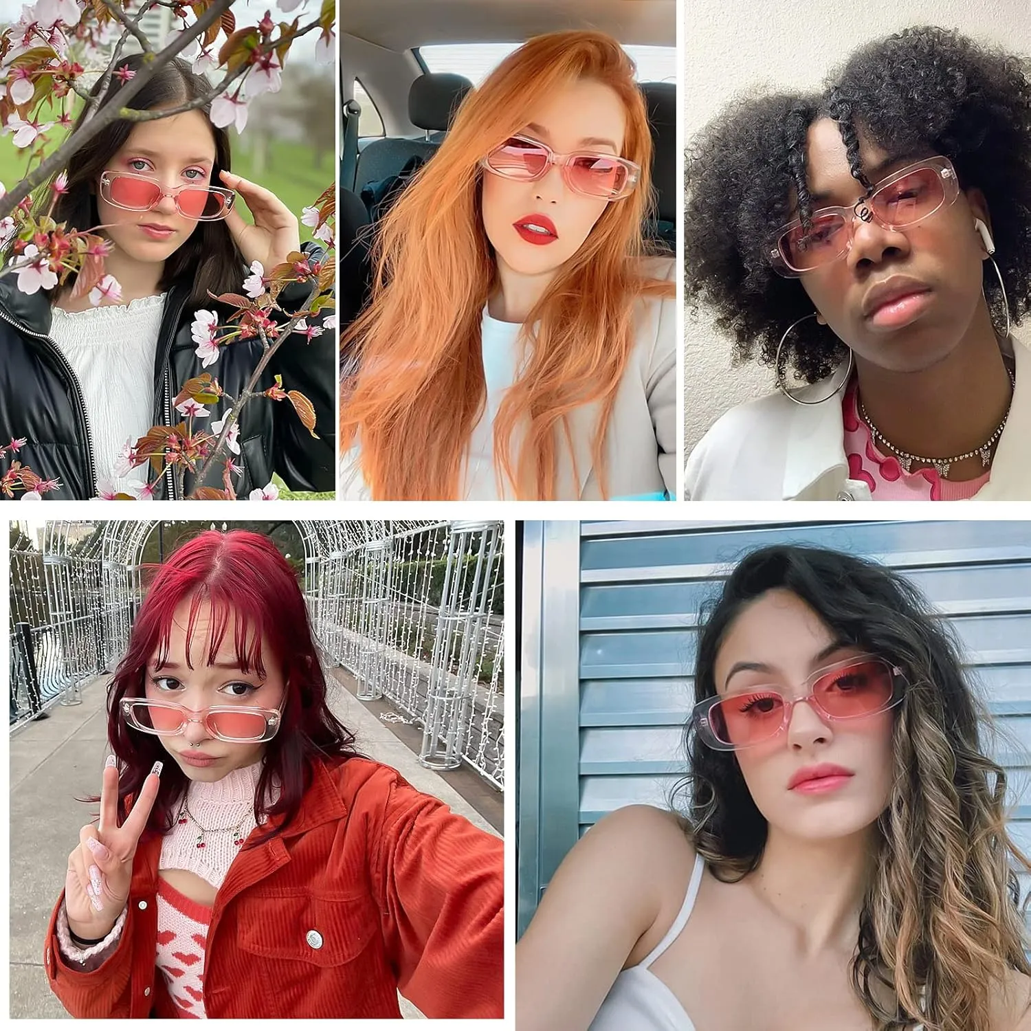 4 Pieces Retro Vintage Sunglasses Small Square Rectangle 90s Glasses Trendy Y2K for Women Aesthetic Accessories