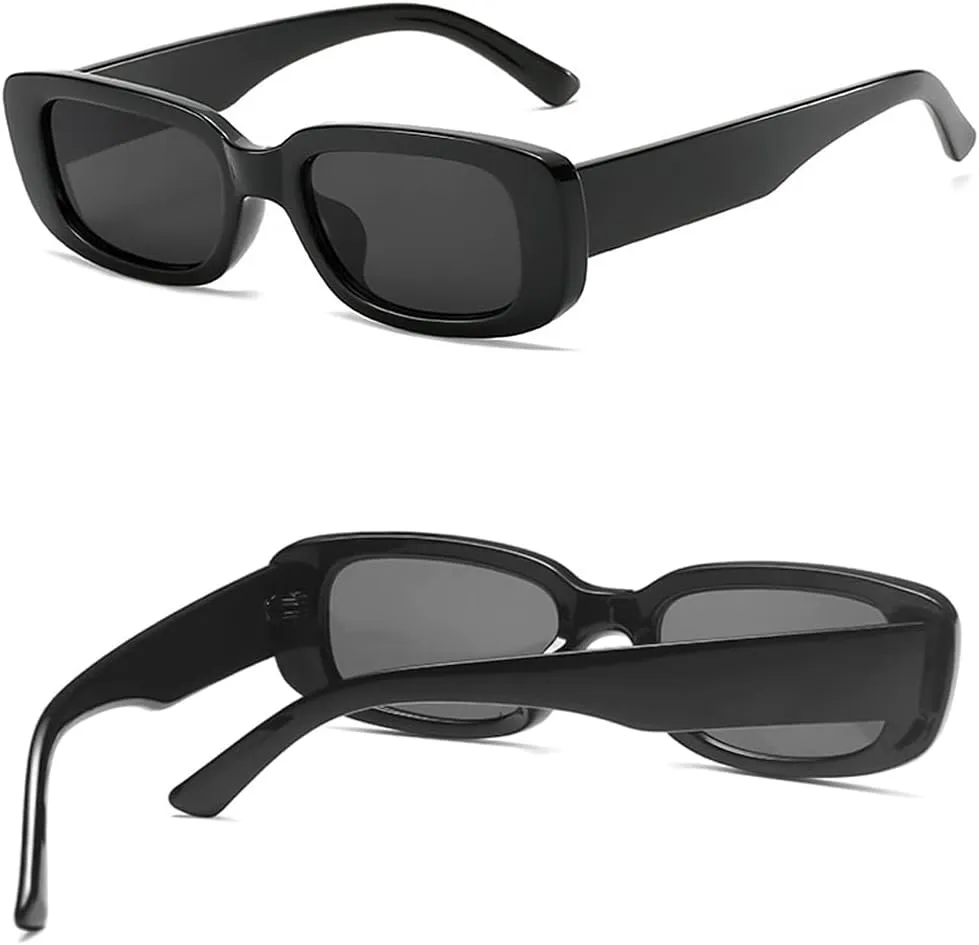 4 Pieces Retro Vintage Sunglasses Small Square Rectangle 90s Glasses Trendy Y2K for Women Aesthetic Accessories