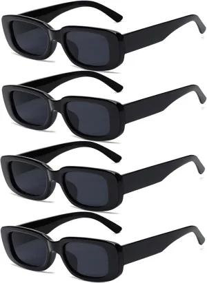 4 Pieces Retro Vintage Sunglasses Small Square Rectangle 90s Glasses Trendy Y2K for Women Aesthetic Accessories