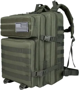 45L Large Tactical Backpack Molle System Durable Oxford Hiking Camping Backpack Air Cushion Belt Unisex Daypack (B090-GREEN)