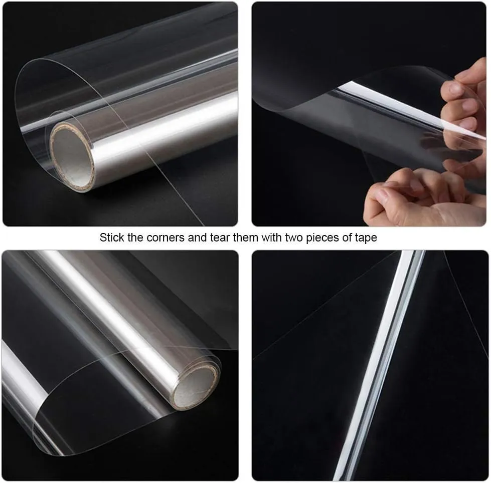 4mil 0.1mm Clear Security and Safety Window Film Shatterproof Glass Protective Vinyl Adhesive UV Blocking Explosion-Proof Tranparent Film, 24Inch x 10Feet