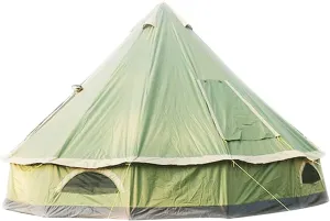 5-8 People 4M Waterproof Yurt Tent, Camping Pyramid Tent Round Canvas Bell Tent 210D Oxford India Family Tent Portable Privacy Tent for Camping Outdoo