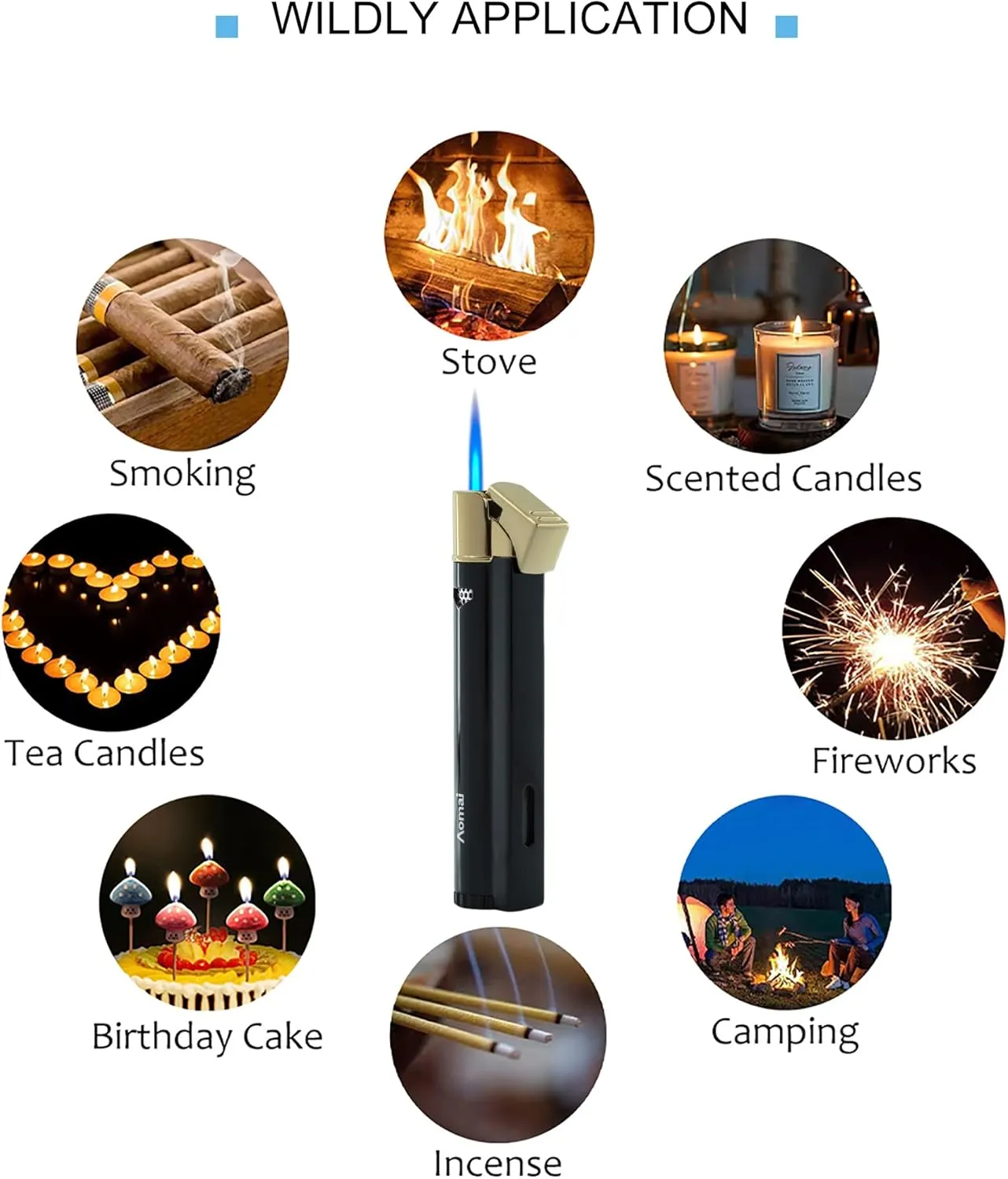 5 Pack Butane Torch Lighter Fuel Refillable Gas Window Viewable Portable Single Jet Flame Adjustable 5 Flag Color (No Gas)