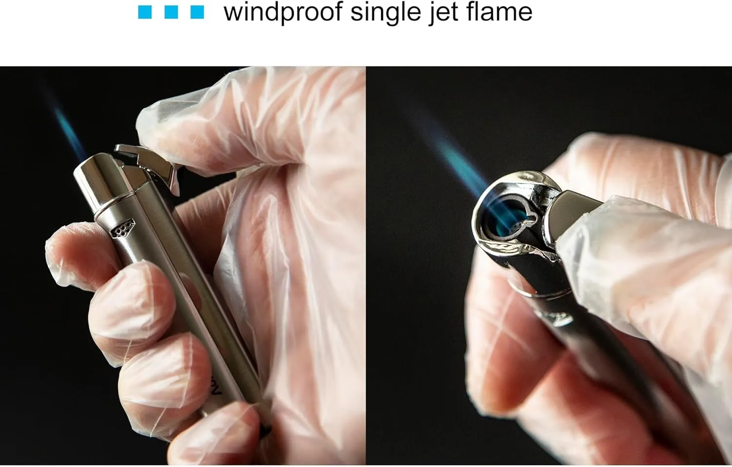 5 Pack Butane Torch Lighter Fuel Refillable Gas Window Viewable Portable Single Jet Flame Adjustable 5 Flag Color (No Gas)
