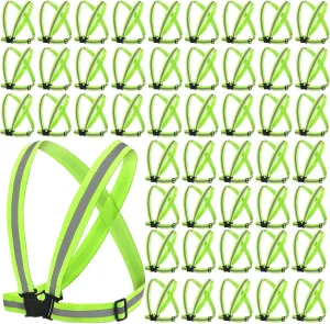 50 Pcs Reflective Vest High Visibility Safety Vest Adjustable Reflective Running Suspenders for Women Men Cycling Hiking Jogging Dog Walking Gear