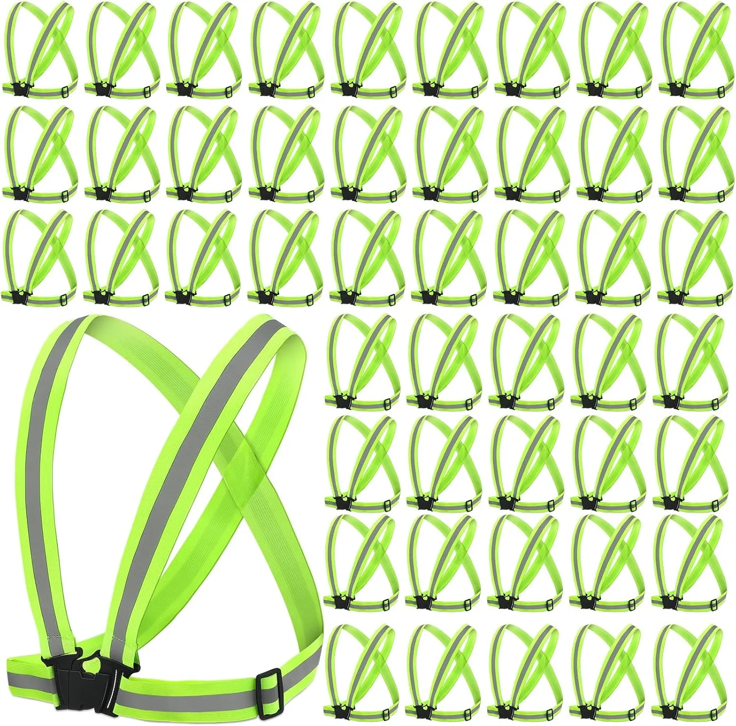50 Pcs Reflective Vest High Visibility Safety Vest Adjustable Reflective Running Suspenders for Women Men Cycling Hiking Jogging Dog Walking Gear