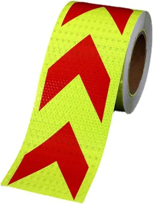 5Cm*25M Reflective Tapes Yellow Red Arrow Safety Reflective Warning Stickers, Waterproof Outdoor Bicycle Rim Reflector Tape, Thin Reflective Sticker Rolls for Bikes, Motorcycle Decoration