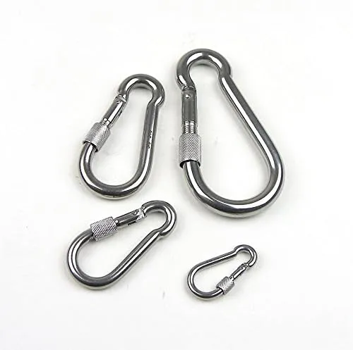 5pc Set - Stainless Steel Type 316 Spring Snap Hook Carabiner with Screw - 5/16"
