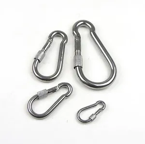 5pc Set - Stainless Steel Type 316 Spring Snap Hook Carabiner with Screw - 5/16"