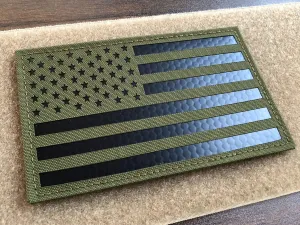 5x3 inch Large OD Green Infrared IR US USA American Flag Patch Tactical Vest Patch Hook-Fastener Backing (5" Width x 3" Height) (OD Green)
