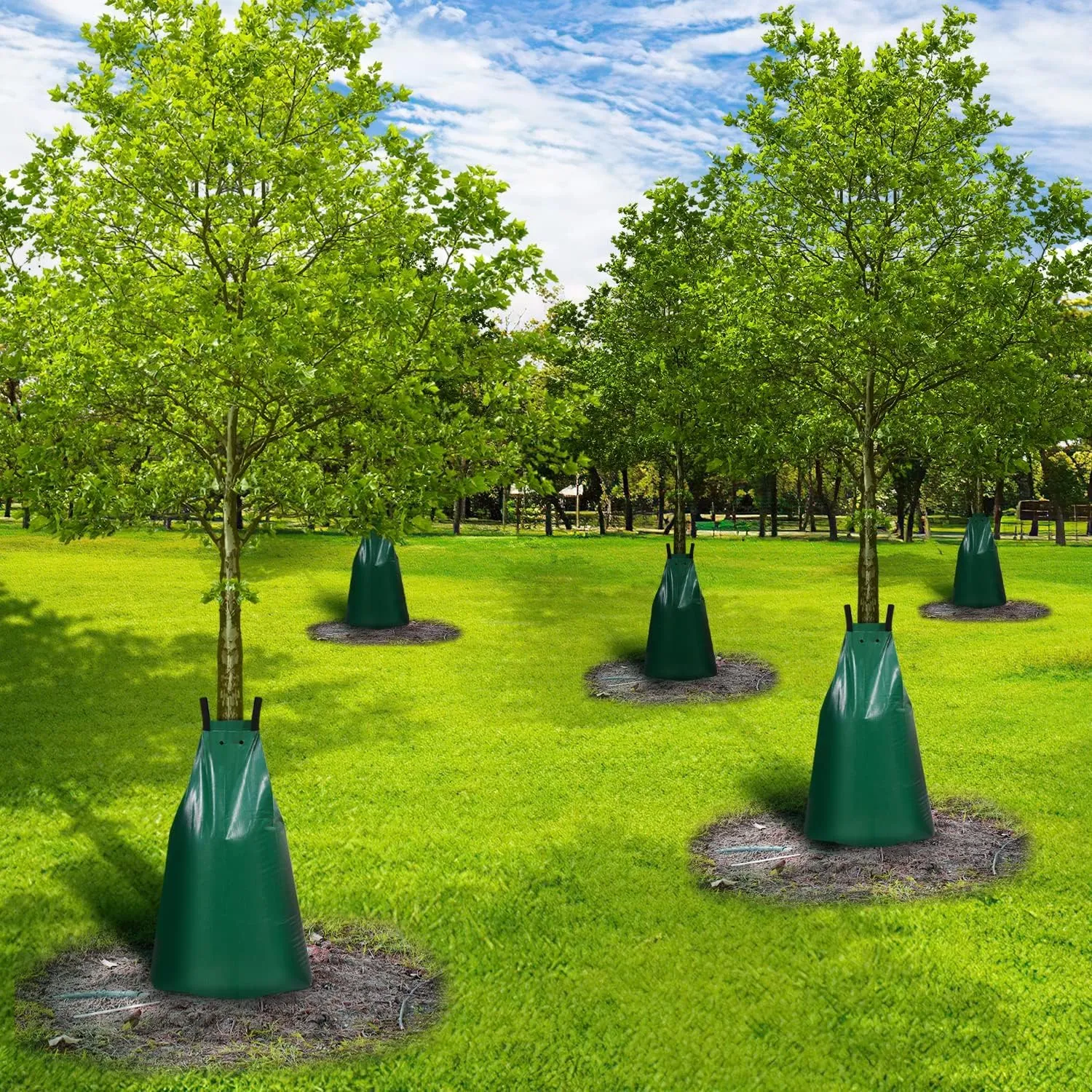 6-Pack 20 Gallon PVC Tree Watering Bags,Heavy Duty Slow Release Drip Irrigation Bag for Newly Planted or Established Trees,Reusable