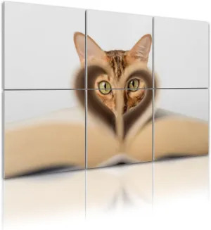 6 Pack Art Acoustic Panels Bengal Cat An Open Book White Selective Focus Sound Absorbing Panel 48"x72" Soundproof Wall Panels Acoustic Wall Art for Studios, Office, Theaters