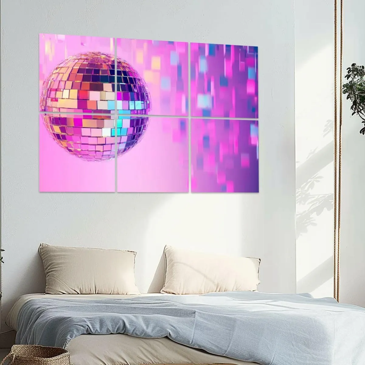6 Pack Art Acoustic Panels Disco Ball Party Celebration Neon Lighting Dissolving Particles Sound Absorbing Panel 48"x72" Soundproof Wall Panels Acoustic Wall Art for Studios, Office, Theaters