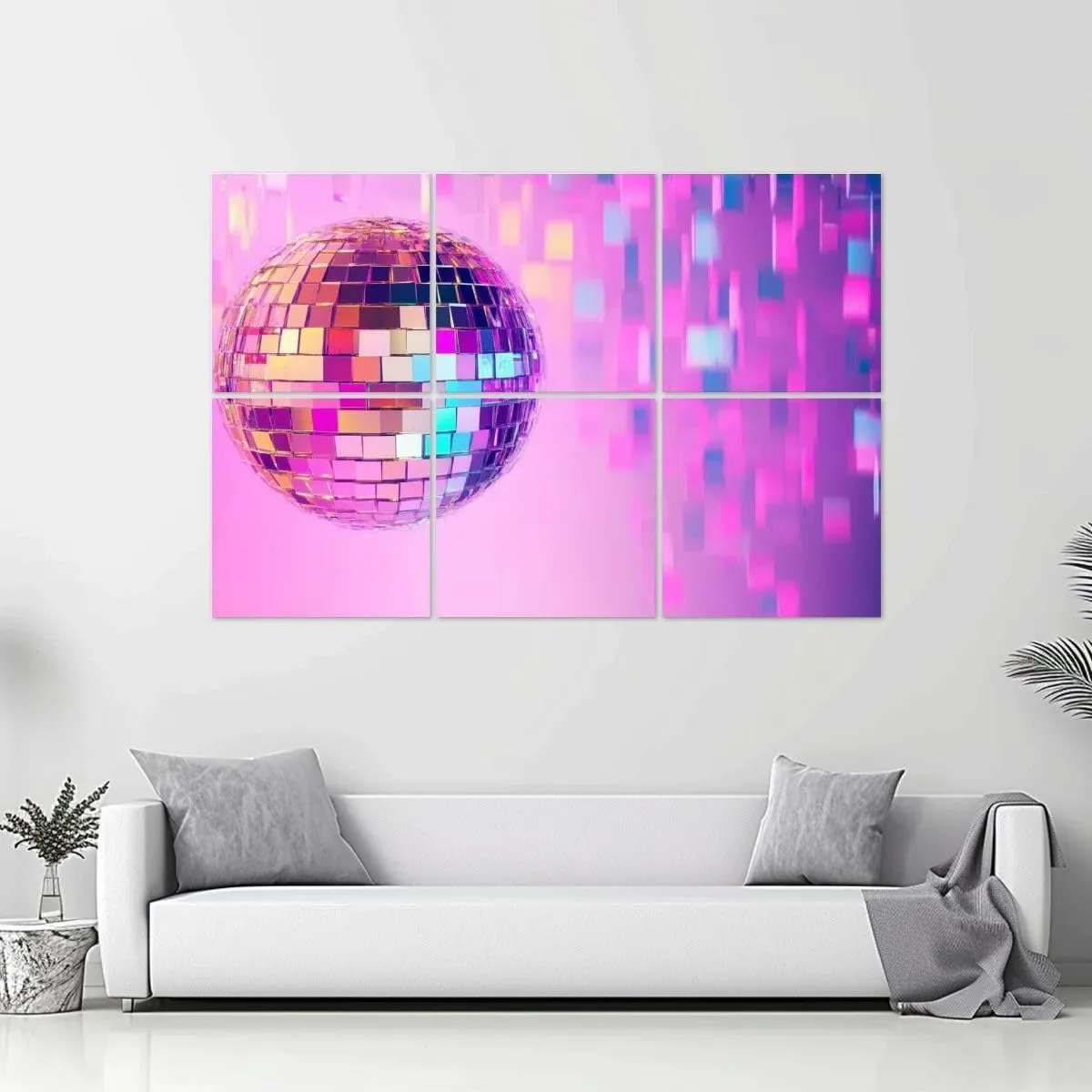 6 Pack Art Acoustic Panels Disco Ball Party Celebration Neon Lighting Dissolving Particles Sound Absorbing Panel 48"x72" Soundproof Wall Panels Acoustic Wall Art for Studios, Office, Theaters