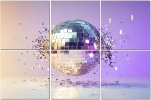 6 Pack Art Acoustic Panels Disco Ball Party Celebration Neon Lighting Dissolving Particles Sound Absorbing Panel 48"x72" Soundproof Wall Panels Acoustic Wall Art for Studios, Office, Theaters