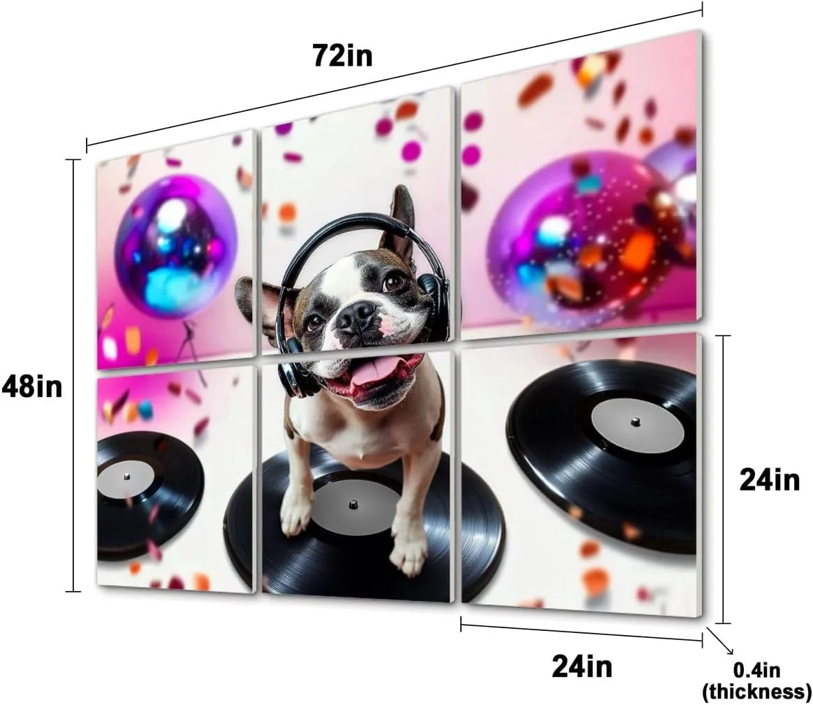 6 Pack Art Acoustic Panels dj disco dancing music club party mirror ball Sound Absorbing Panel 48"x72" Soundproof Wall Panels Acoustic Wall Art for Studios, Office, Theaters