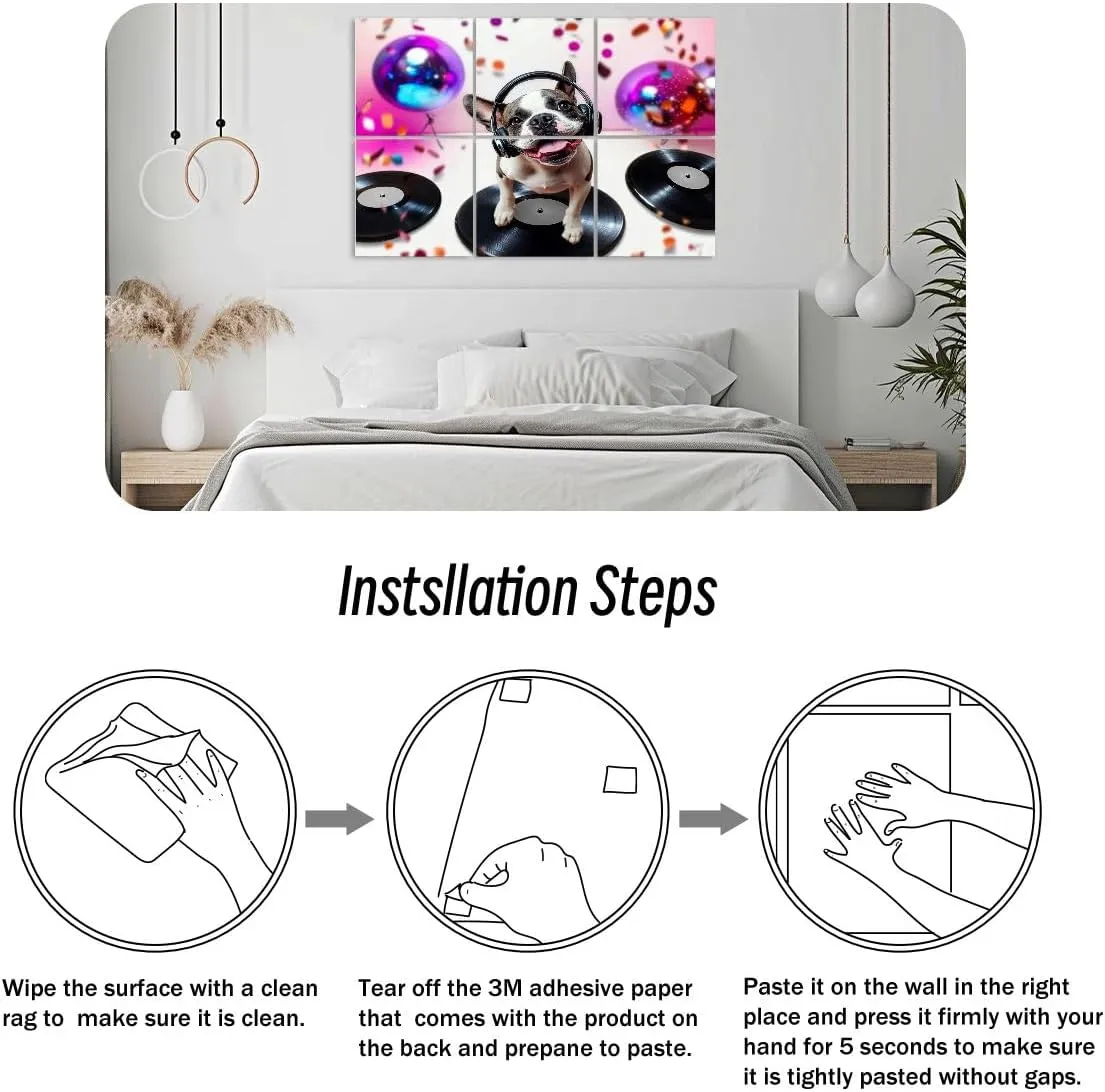6 Pack Art Acoustic Panels dj disco dancing music club party mirror ball Sound Absorbing Panel 48"x72" Soundproof Wall Panels Acoustic Wall Art for Studios, Office, Theaters