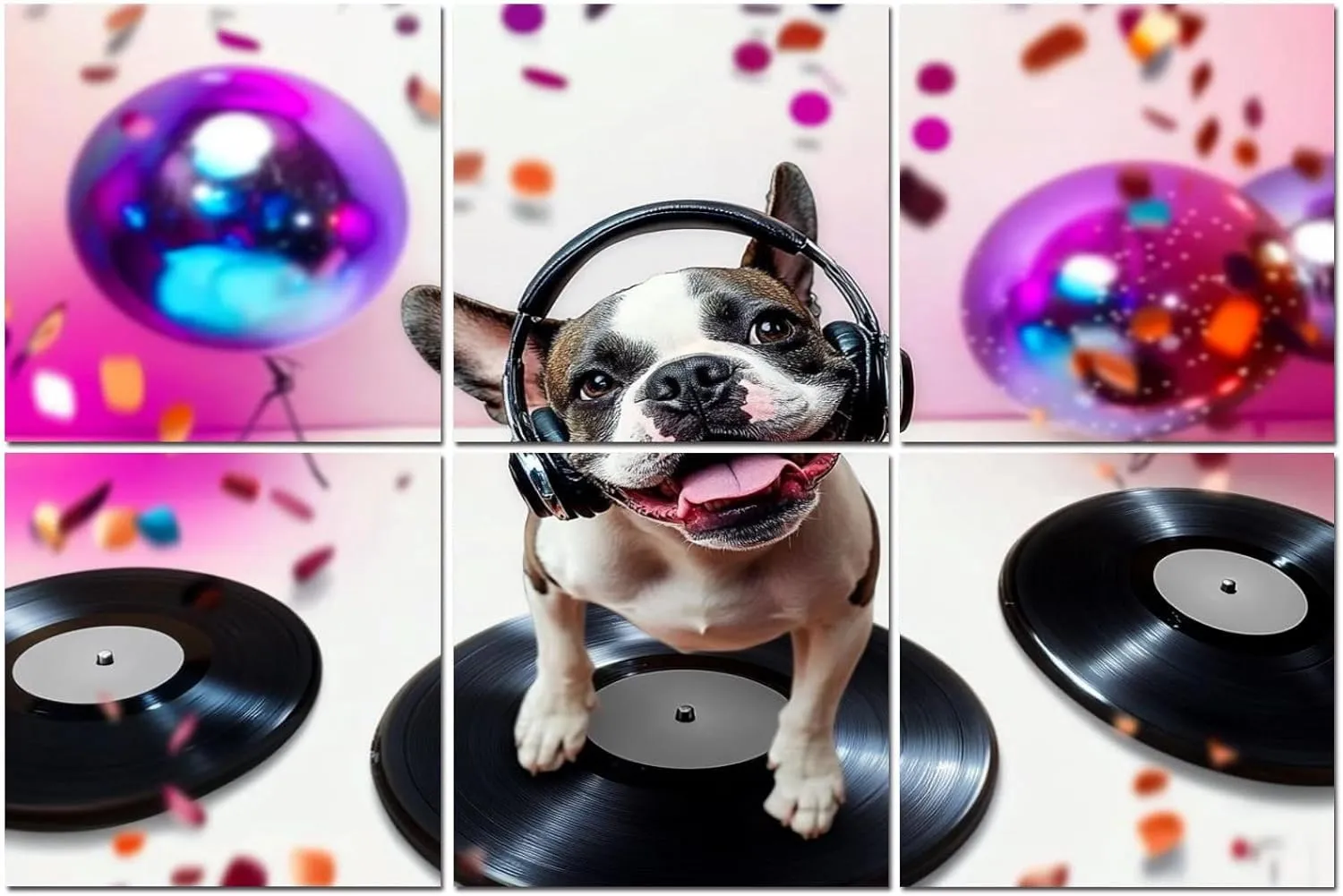 6 Pack Art Acoustic Panels dj disco dancing music club party mirror ball Sound Absorbing Panel 48"x72" Soundproof Wall Panels Acoustic Wall Art for Studios, Office, Theaters