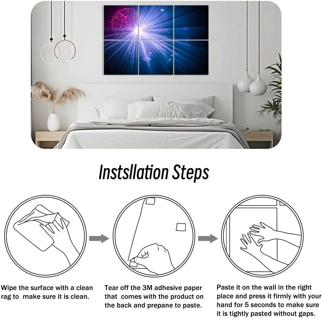 6 Pack Art Acoustic Panels Giant disco shining light from Sound Absorbing Panel 48"x72" Soundproof Wall Panels Acoustic Wall Art for Studios, Office, Theaters