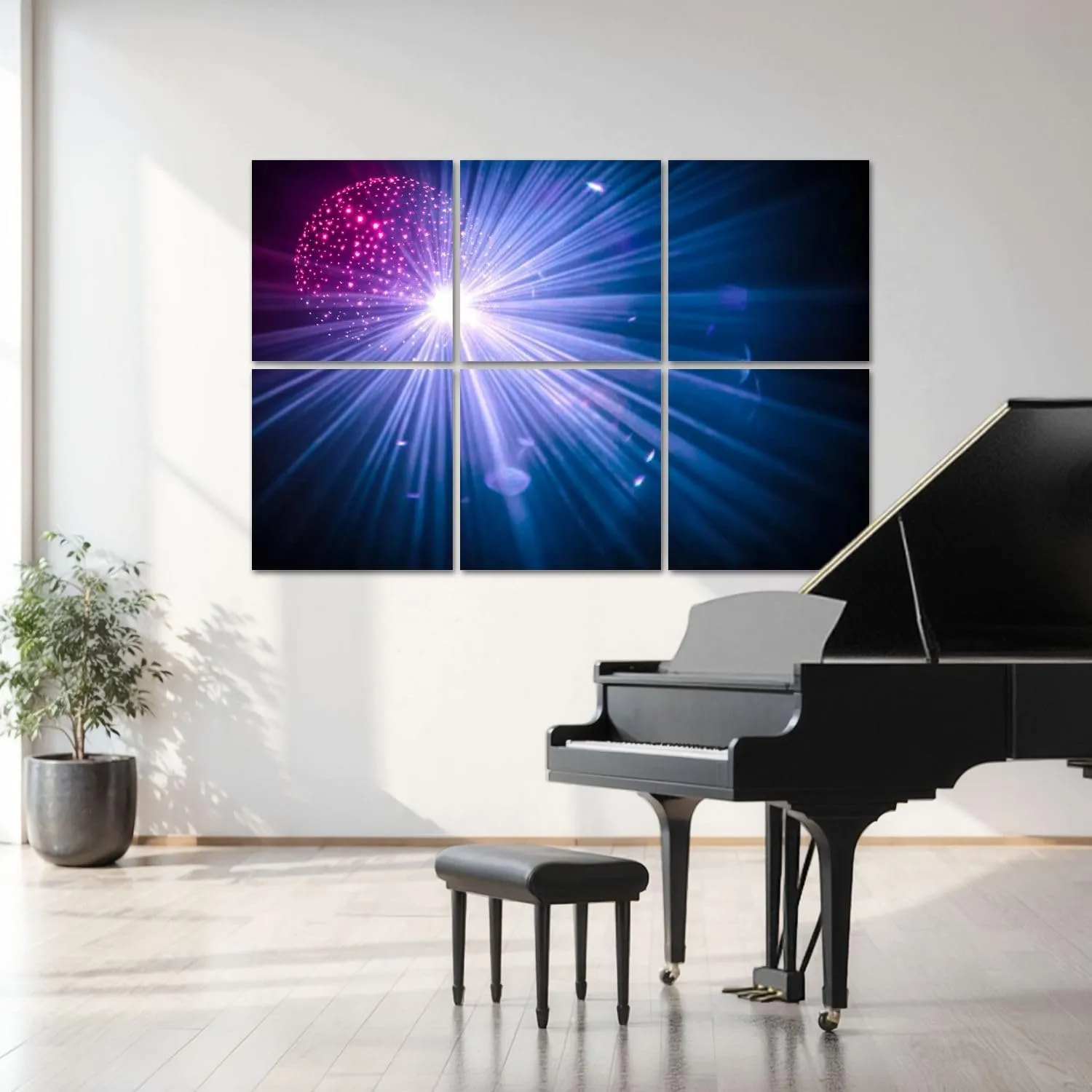 6 Pack Art Acoustic Panels Giant disco shining light from Sound Absorbing Panel 48"x72" Soundproof Wall Panels Acoustic Wall Art for Studios, Office, Theaters