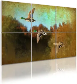 6 Pack Art Acoustic Panels gorgeous selective focus action shot three mallard Sound Absorbing Panel 48"x72" Soundproof Wall Panels Acoustic Wall Art for Studios, Office, Theaters