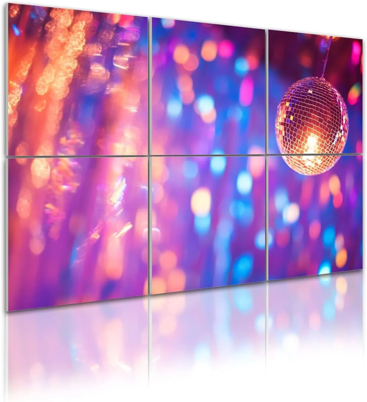 6 Pack Art Acoustic Panels Mirror Disco Ball Sparkling Bokeh Effect Festive Abstract Defocused Sound Absorbing Panel 48"x72" Soundproof Wall Panels Acoustic Wall Art for Studios, Office, Theaters