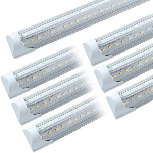 6 Pack T8 Led 2FT 24W Integrated V Shaped Tube Light,Linkable Under Cabinet Lamp, White Daylight 6000k Garage Lights, Indoor Shop Lights for Workshop,On/Off Switch Cable Clear Cover