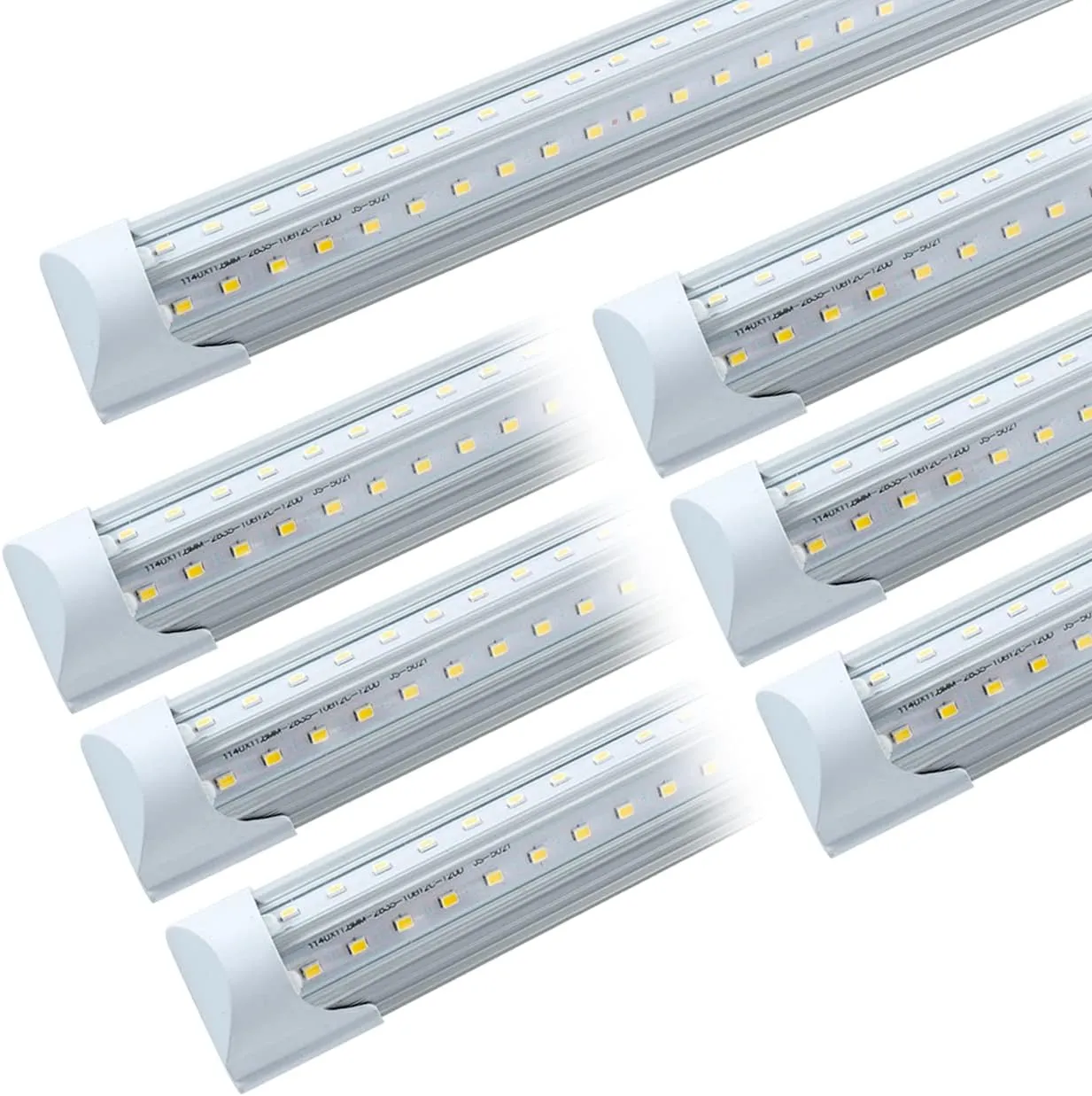 6 Pack T8 Led 4FT 40W Integrated V Shaped Tube Light,Linkable White Daylight 6000k Integrated Fixture Garage Lights, Indoor Led Shop Lights for Workshop with On/Off Switch Cable Clear Cover
