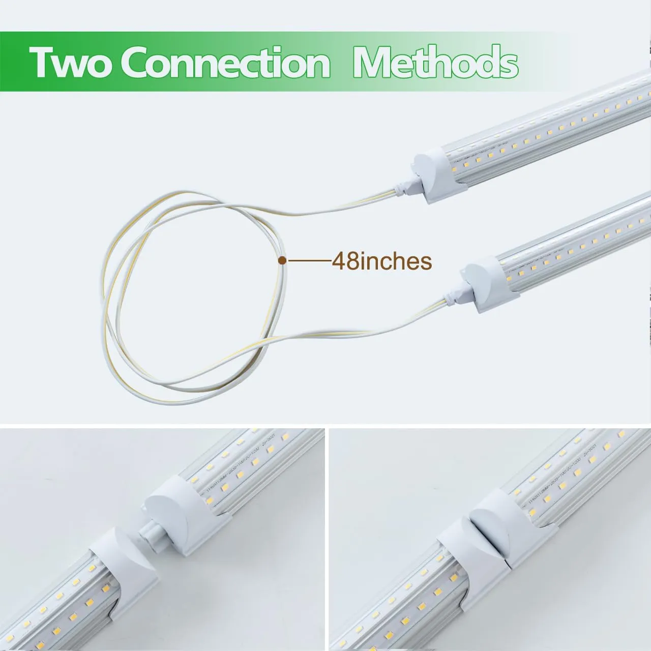 6 Pack T8 Led 4FT 40W Integrated V Shaped Tube Light,Linkable White Daylight 6000k Integrated Fixture Garage Lights, Indoor Led Shop Lights for Workshop with On/Off Switch Cable Clear Cover
