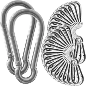 60 Pack Heavy Duty Carabiners, 3/8” Spring Snap Hook Carabiner for Heavy Uses, 4-Inch Snap Hooks Large Carabiners Clips Chain Links Safety Buckle Connector for Swing Hammock Fitness Gym Outdoor Indoor