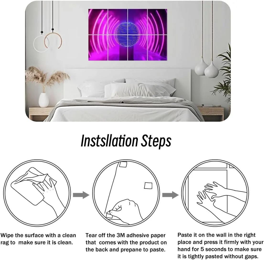 8 Pack Art Acoustic Panels Disco Ball Neon Party Lights Sound Absorbing Panel 32"x48" Soundproof Wall Panels Acoustic Wall Art for Studios, Office, Theaters