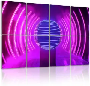 8 Pack Art Acoustic Panels Disco Ball Neon Party Lights Sound Absorbing Panel 32"x48" Soundproof Wall Panels Acoustic Wall Art for Studios, Office, Theaters