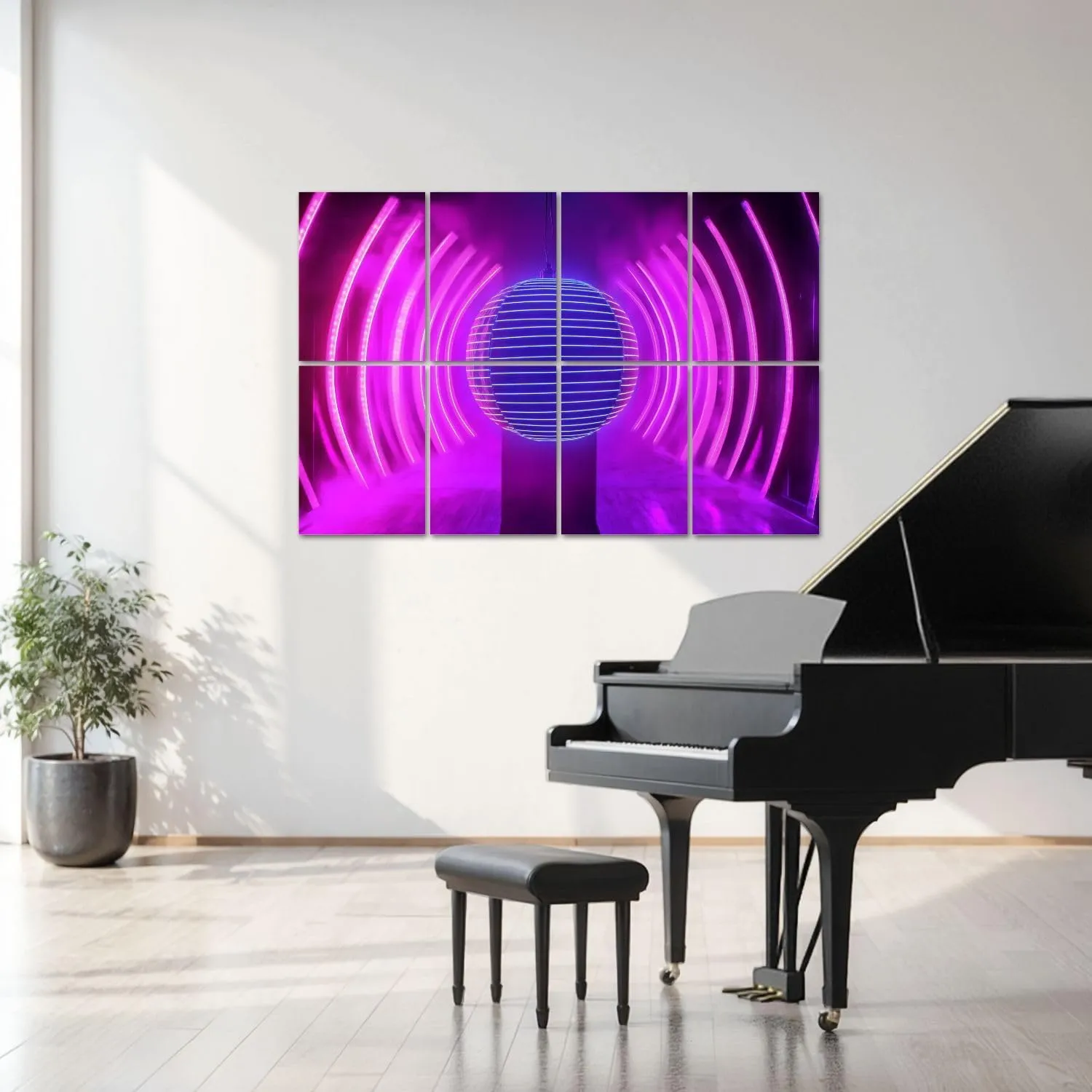 8 Pack Art Acoustic Panels Disco Ball Neon Party Lights Sound Absorbing Panel 32"x48" Soundproof Wall Panels Acoustic Wall Art for Studios, Office, Theaters