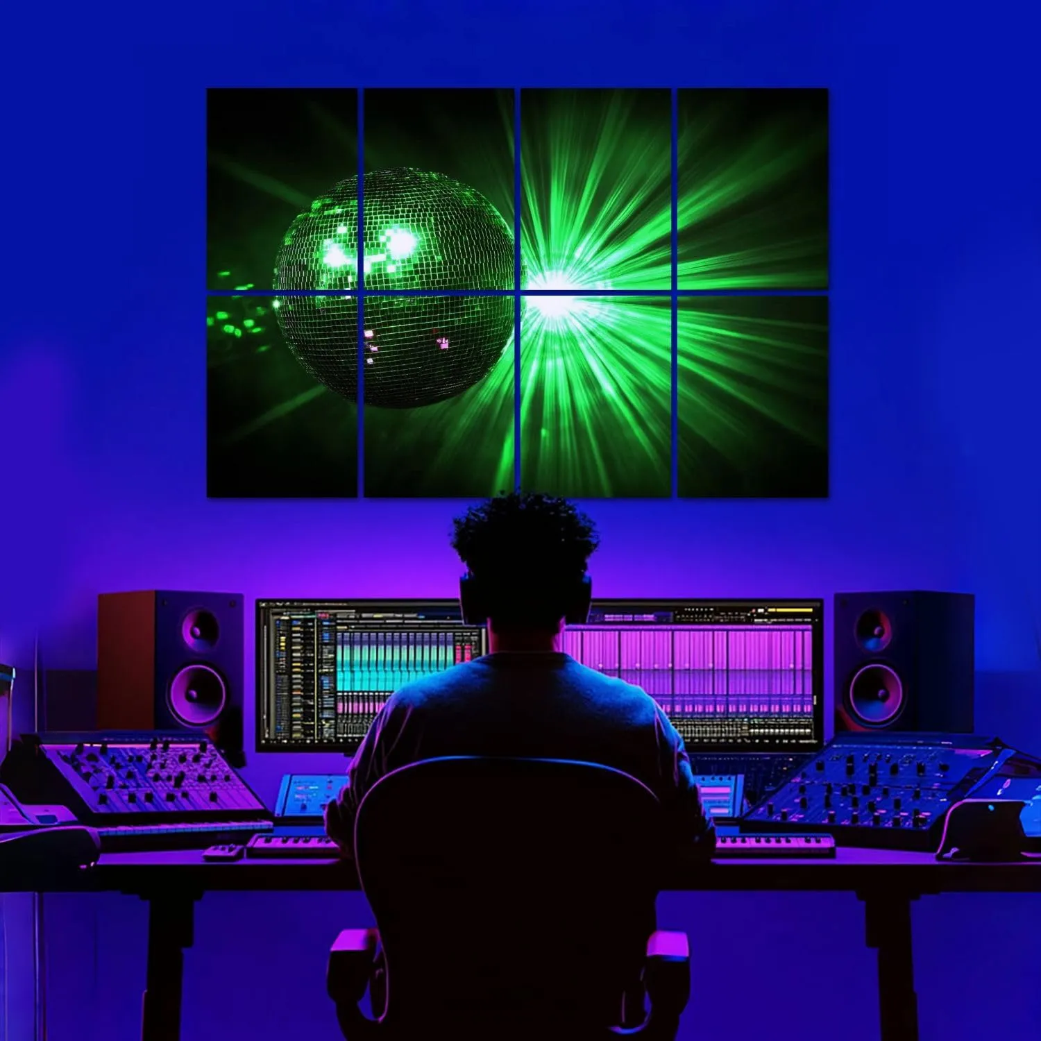 8 Pack Art Acoustic Panels Disco ball Nightlife Sound Absorbing Panel 32"x48" Soundproof Wall Panels Acoustic Wall Art for Studios, Office, Theaters