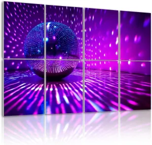 8 Pack Art Acoustic Panels Disco ball reflecting violet light dark hall Sound Absorbing Panel 32"x48" Soundproof Wall Panels Acoustic Wall Art for Studios, Office, Theaters